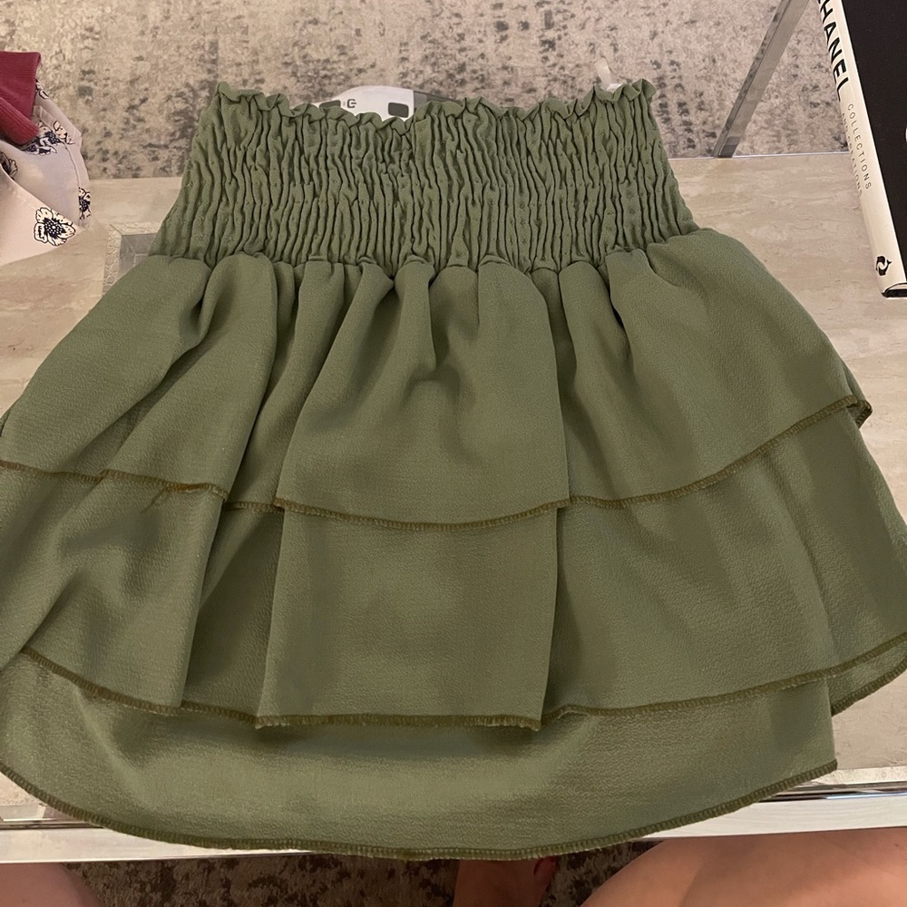 Green mini skirt